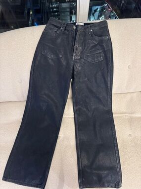 Black/blue Coated Straight-Leg Jeans